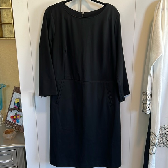 NWT Spanx 20382R The Perfect A-line in Classic BLACK Ponte 3/4 Sleeve Dress  XL